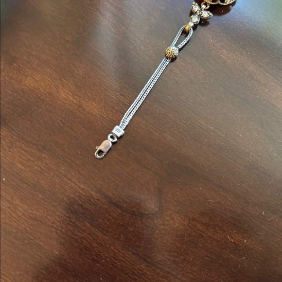 Turkish Elegant Gold Tone and Sterling Silver Bracelet with Multicolor Gemstones - Picture 7 of 8